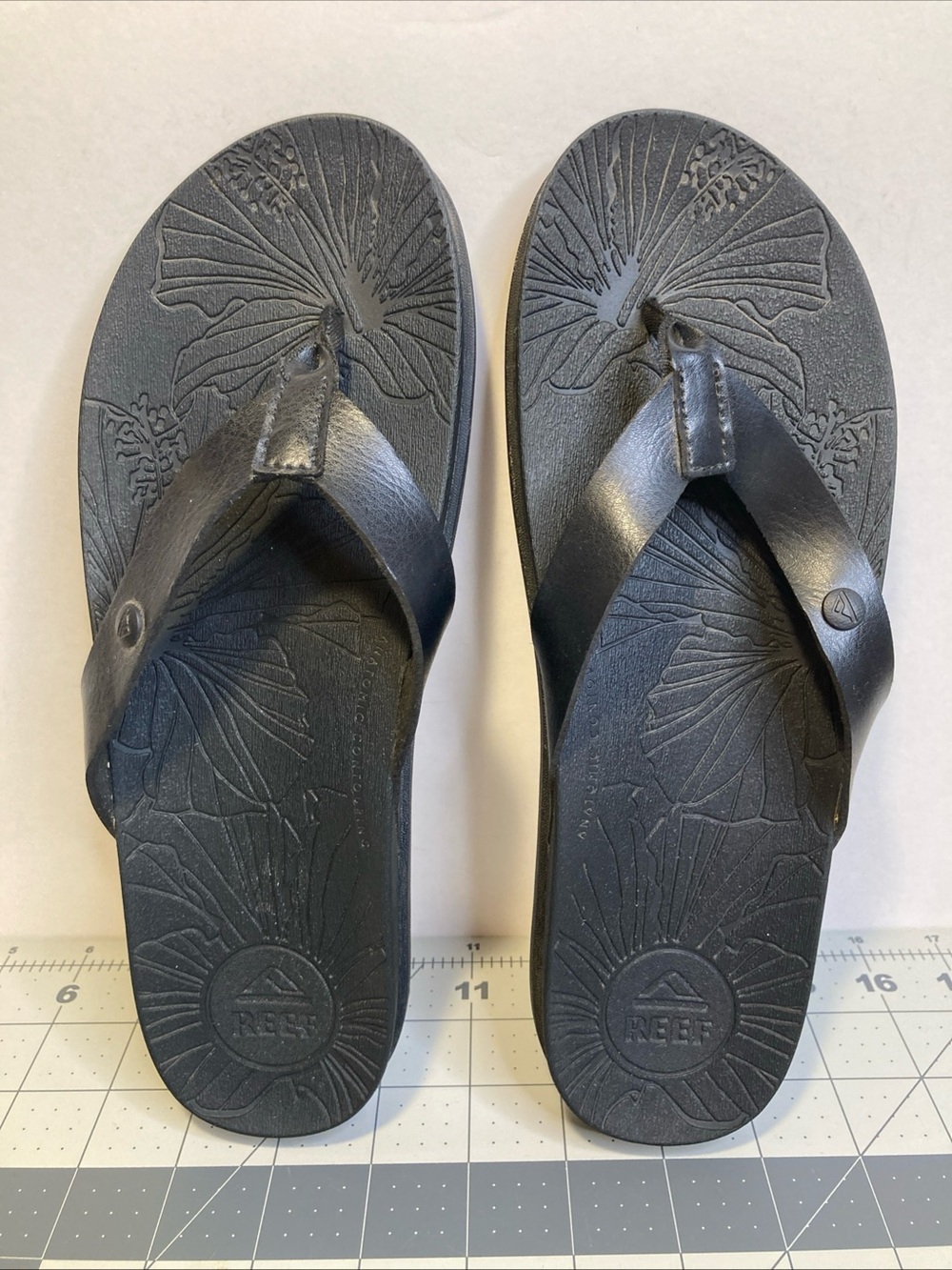 Reef Cushion Porto Cruz Women's Black Sandals Beach Coastal Flip Flops Size 7